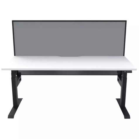 Picture of RAPIDLINE BOOST LIGHT SINGLE SIDED WORKSTATION WITH SCREEN 1800MM NATURAL WHITE TOP / BLACK FRAME / GREY SCREEN