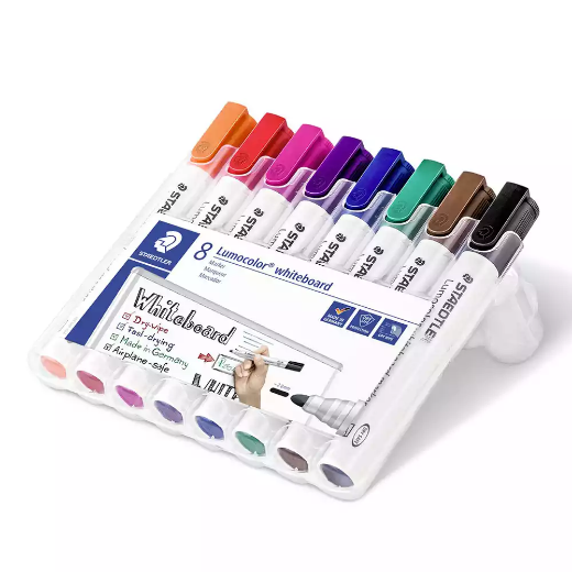 Picture of STAEDTLER 351 LUMOCOLOR WHITEBOARD MARKER BULLET ASSORTED WALLET 8