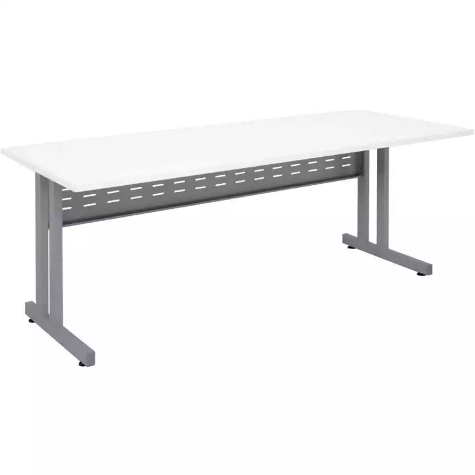 Picture of RAPID SPAN C LEG DESK WITH METAL MODESTY PANEL 1800 X 700MM WHITE/SILVER