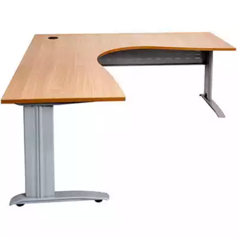 Picture of RAPID SPAN CORNER WORKSTATION WITH METAL MODESTY PANEL 1800 X 1500 X 700MM BEECH/SILVER