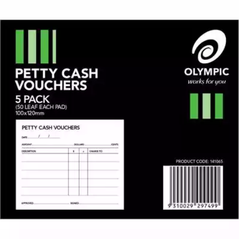 Picture of OLYMPIC PETTY CASH VOUCHER PAD 50 LEAF 100 X 120MM PACK 5