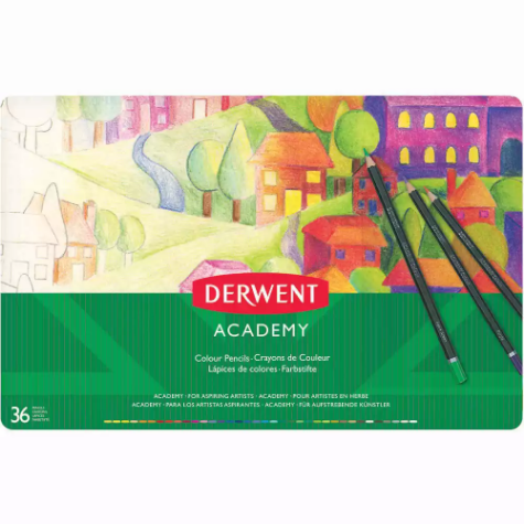 Picture of DERWENT ACADEMY COLOURED PENCILS ASSORTED TIN 36