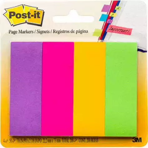 Picture of POST-IT 671-4AU PAPER PAGE MARKERS 23 X 73MM ASSORTED PACK 4