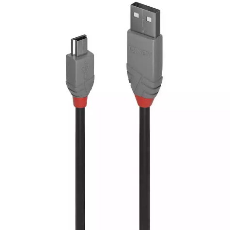 Picture of LINDY 36724 ANTHRA LINE USB-A TO MINI USB-B 2.0 CABLE 3M BLACK