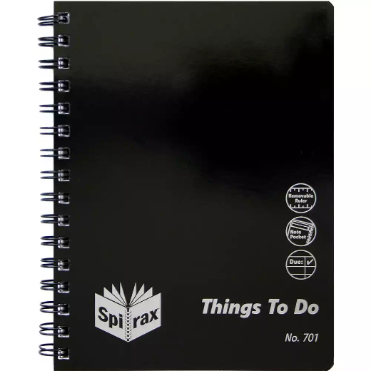 Picture of SPIRAX 701 ORGANISER NOTEBOOK THINGS TO DO WIRO BOUND 96 PAGE A5