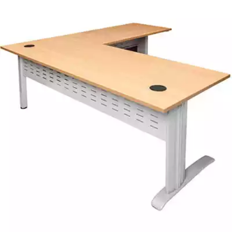 Picture of RAPID SPAN DESK AND RETURN WITH METAL MODESTY PANEL 1800 X 700MM / 1100 X 600MM BEECH/WHITE