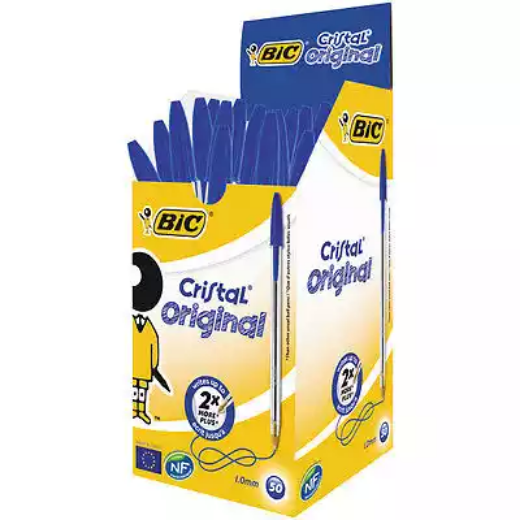 Picture of BIC CRISTAL BALLPOINT PENS MEDIUM BLUE BOX 50