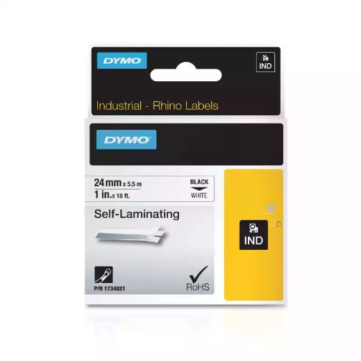 Picture of DYMO SD1734821 RHINO INDUSTRIAL TAPE SELF LAMINATING 24MM BLACK ON WHITE