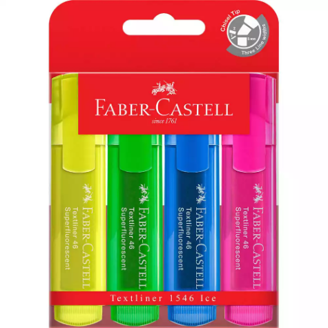 Picture of FABER-CASTELL TEXTLINER ICE HIGHLIGHTER CHISEL ASSORTED WALLET 4