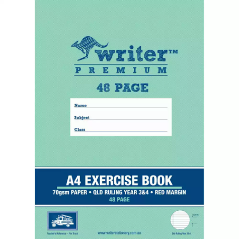 Picture of WRITER PREMIUM EXERCISE BOOK QLD RULING YEAR 3/4 70GSM 48 PAGE A4 FIRE TRUCK