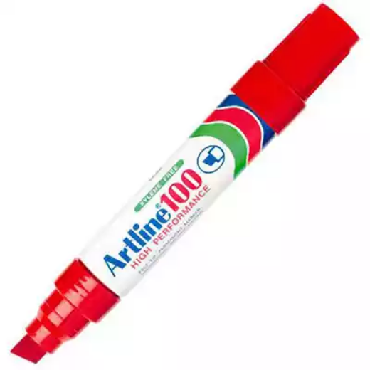 Picture of ARTLINE 100 PERMANENT MARKER CHISEL 12MM RED