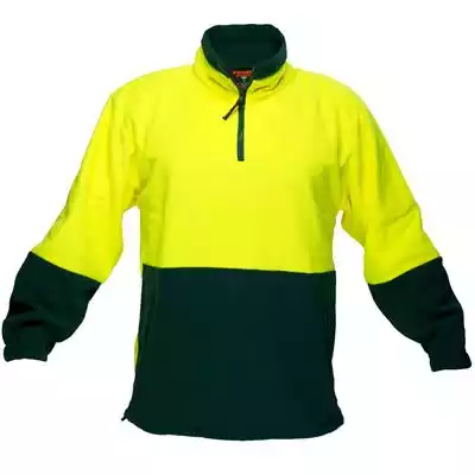 Picture of PRIME MOVER MF115 HI-VIS POLAR FLEECE JUMPER LONG SLEEVE 1/4 ZIP 2-TONE YELLOW GREEN 2XL