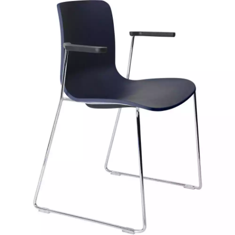 Picture of DAL ACTI CHAIR SLED BASE ARMS BLACK ARM-PADS AND CHROME FRAME NAVY BLUE POLYPROP SHELL