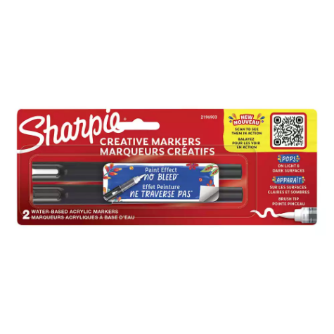 Picture of SHARPIE CREATIVE WATER-BASED ACRYLIC MARKERS BRUSH TIP ASSORTED COLOURS PACK 2