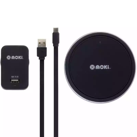 Picture of MOKI QI WIRELESS RAPIDCHARGE CHARGING PAD 10W TYPE-C 3.0 BLACK