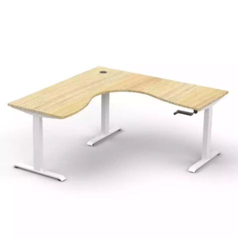 Picture of RAPIDLINE BOOST CRANK CORNER WORKSTATION 1800 X 1800 X 705MM NATURAL OAK TOP AND WHITE SATIN FRAME