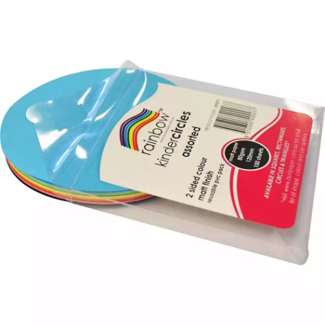 Picture of RAINBOW KINDER SHAPES PAPER CIRCLES 85GSM 120MM MATT ASSORTED PACK 100