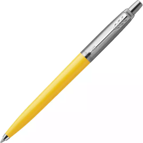 Picture of PARKER JOTTER ORIGINALS BALLPOINT PEN MEDIUM BLUE INK MEDIUM STAINLESS STEEL / YELLOW TRIM