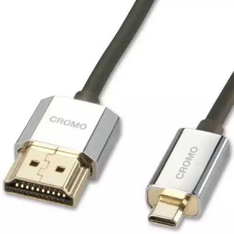 Picture of LINDY 41681 CROMO LINE SLIM HDMI TO MICRO HDMI CABLE WITH ETHERNET 1M BLACK