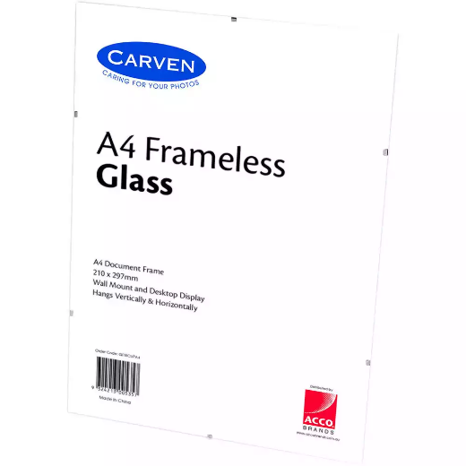 Picture of CARVEN FRAMELESS DOCUMENT HOLDER A4 GLASS