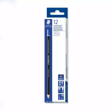 Picture of STAEDTLER 108 LUMOCOLOR PERMANENT GLASOCHROM PENCIL BLUE BOX 12