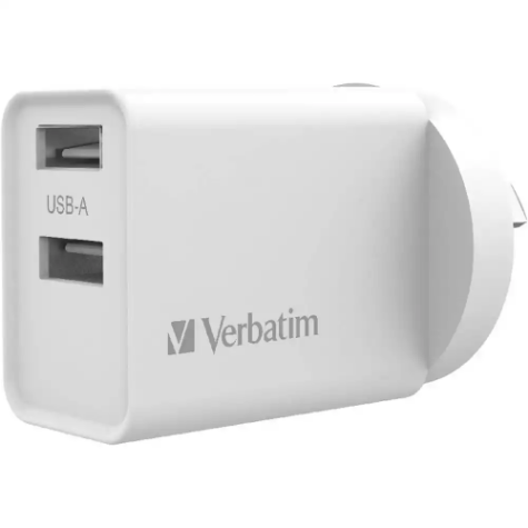 Picture of VERBATIM USB CHARGER DUAL PORT USB-A 2.4A WHITE