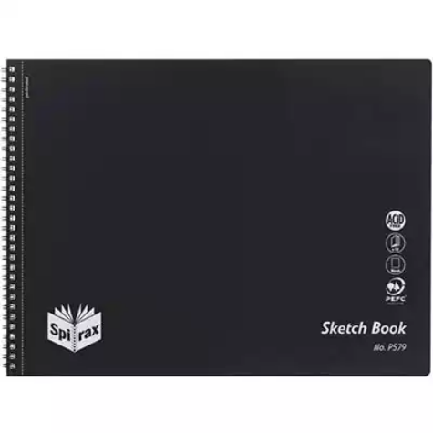 Picture of SPIRAX P579 SKETCH BOOK SIDE OPEN 272 X 360MM 32 PAGE BLACK