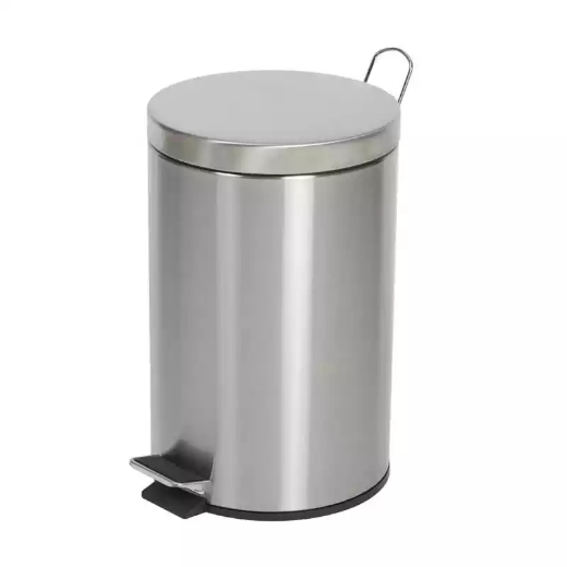 Picture of COMPASS GARBAGE PEDAL BIN ROUND 12 LITRE SILVER