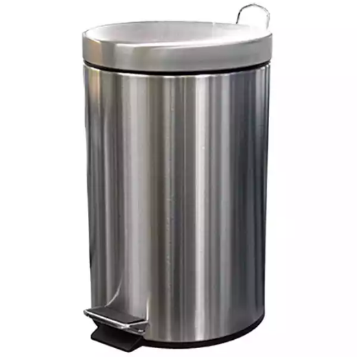 Picture of COMPASS GARBAGE PEDAL BIN ROUND 12 LITRE SILVER