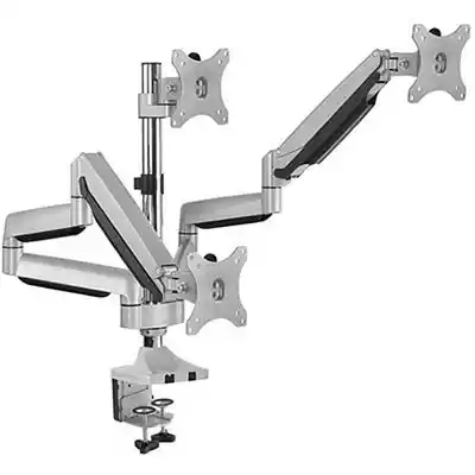 Picture of ERGOVIDA TRIPLE MONITOR ARM GAS SPRING WITH USB / AV PORTS METALLIC GREY