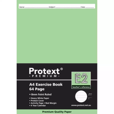 Picture of PROTEXT E2 PREMIUM EXERCISE BOOK RULED 8MM 70GSM 64 PAGE A4 ASSORTED