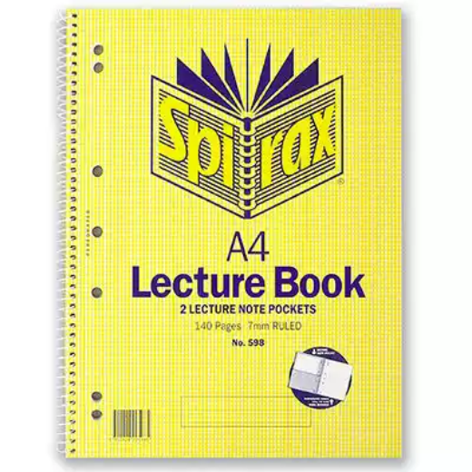 Picture of SPIRAX 598 LECTURE BOOK 7MM RULED 7 HOLE PUNCHED SPIRAL BOUND 140 PAGE A4