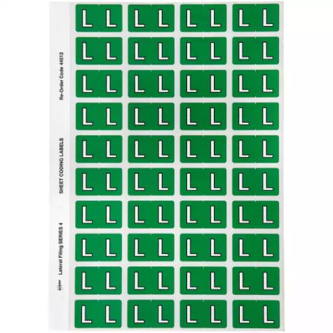 Picture of AVERY 44512 LATERAL FILE LABEL SIDE TAB COLOUR CODE L 25 X 42MM DARK GREEN PACK 240