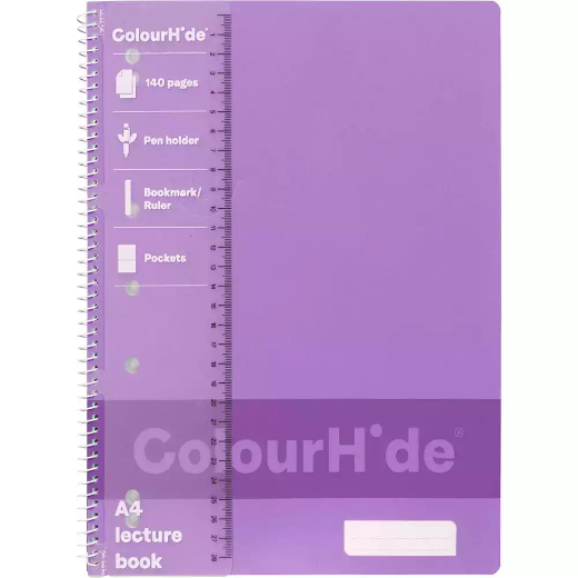 Picture of COLOURHIDE LECTURE NOTEBOOK 140 PAGE A4 PURPLE