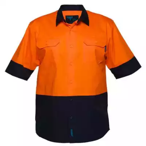 Picture of PRIME MOVER MS802 COTTON DRILL SHIRT SHORT SLEEVE LIGHTWEIGHT 2-TONE ORANGE NAVY LARGE