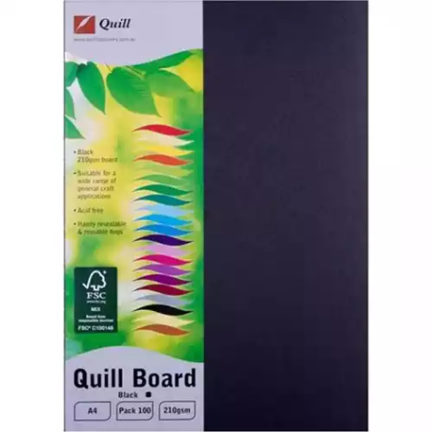 Picture of QUILL XL MULTIBOARD 210GSM A4 BLACK PACK 100