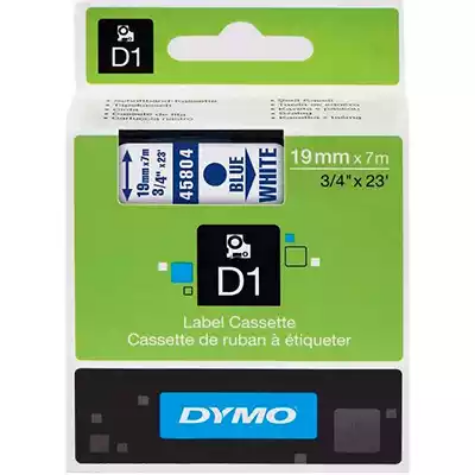 Picture of DYMO 45804 D1 LABELLING TAPE 19MM X 7M BLUE ON WHITE