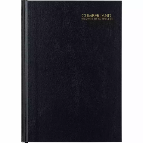 Picture of CUMBERLAND 57ECBK CASEBOUND DIARY WEEK TO VIEW A5 BLACK