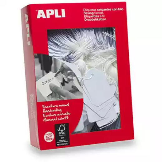 Picture of APLI STRUNG TICKETS 13 X 20MM WHITE BOX 1000