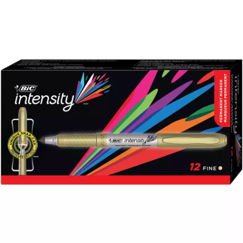 Picture of BIC INTENSITY PERMANENT MARKER BULLET FINE METALLIC GOLD BOX 12