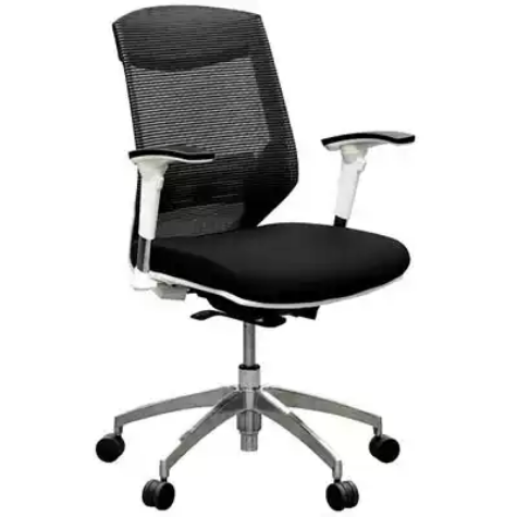 Picture of VOGUE TASK CHAIR MEDIUM MESH BACK ARMS BLACK SEAT WHITE FRAME ALUMINIUM BASE