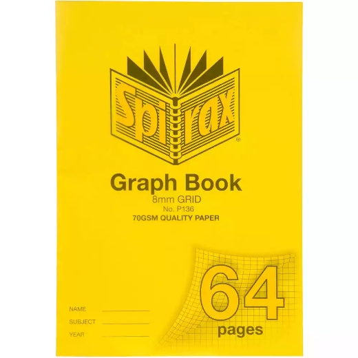 Picture of SPIRAX P136 GRAPH BOOK 8MM GRID 64 PAGE A4 YELLOW