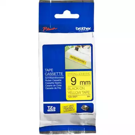 Picture of BROTHER TZE-621 LAMINATED LABELLING TAPE 9MM BLACK ON YELLOW