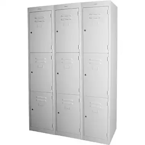 Picture of STEELCO PERSONNEL LOCKER 3 DOOR BANK OF 3 380MM SILVER GREY