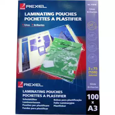 Picture of REXEL LAMINATING POUCH 100 MICRON A3 CLEAR PACK 100