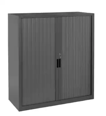 Picture of STEELCO TAMBOUR DOOR CABINET 3 SHELVES 1320H X 900W X 463D MM BLACK SATIN