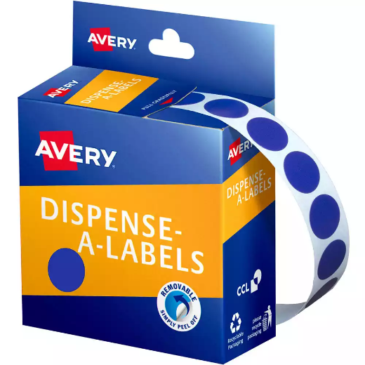 Picture of AVERY 937236 ROUND LABEL DISPENSER 14MM BLUE BOX 1050