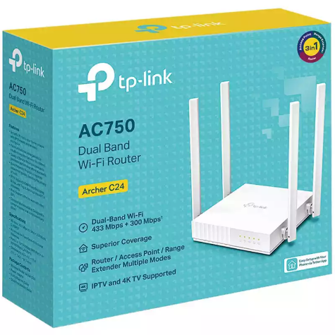 Picture of TP-LINK ARCHER C24 AC750 DUAL-BAND WI-FI ROUTER WHITE