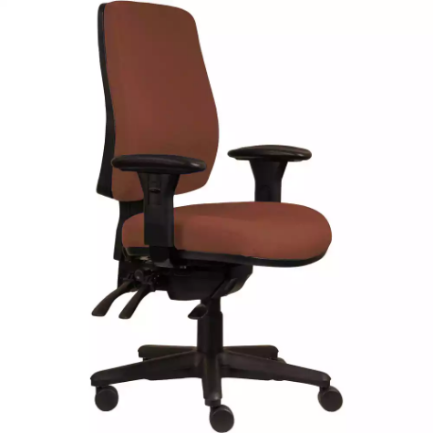 Picture of ERGOSELECT SPARK ERGONOMIC CHAIR HIGH BACK 3 LEVER SEAT SLIDE BLACK NYLON BASE ADJUSTABLE ARMS BRICK