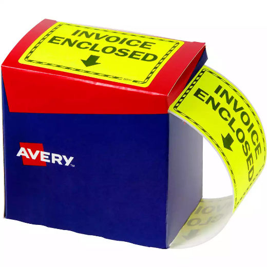 Picture of AVERY 932619 MESSAGE LABEL INVOICE ENCLOSED 75 X 99.6MM FLUORO YELLOW PACK 750